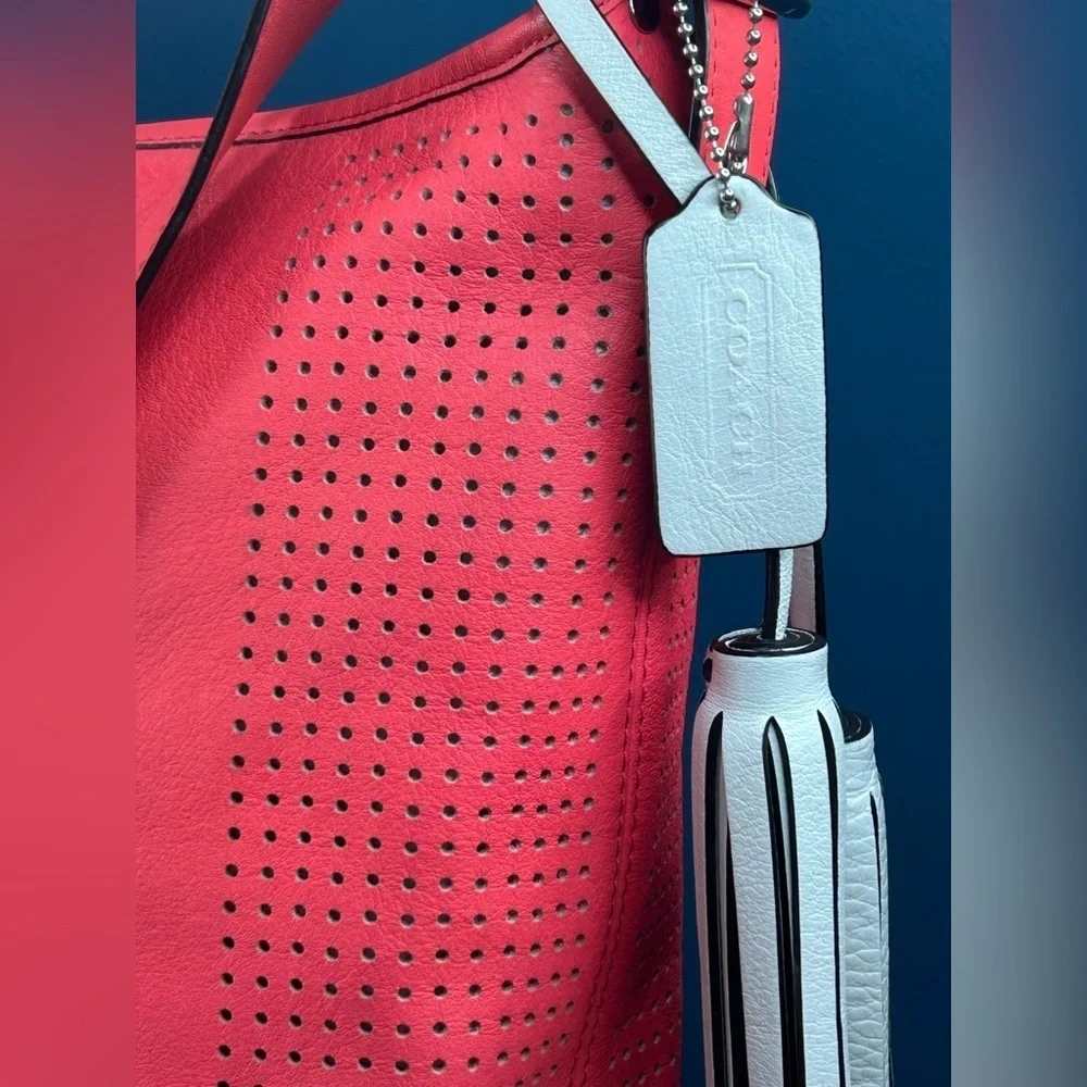 Coach Legacy Perforated Watermelon Pink Leather Duffel 22762